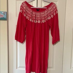 Vibrant Red 3/4 Sleeve Embellished Tunic